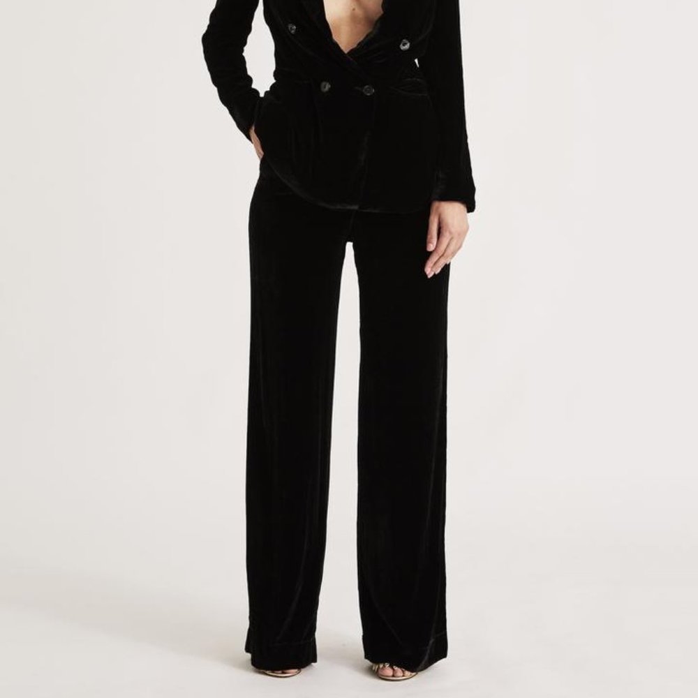 Sleeping With Jacques Black Velvet Pants Size L/8